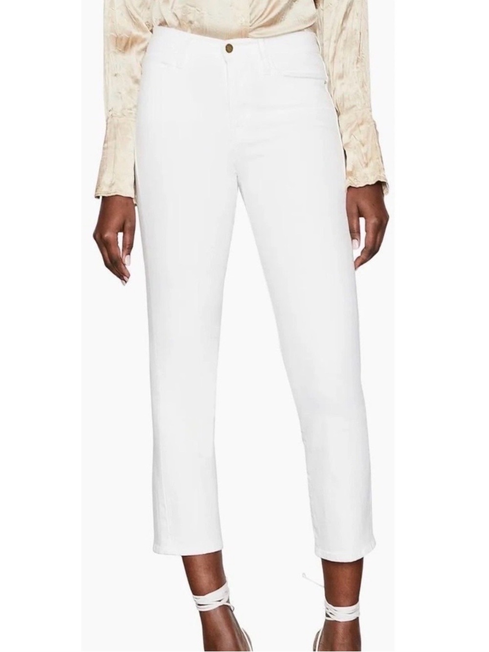 FRAME Le High Straight Crop Jeans 29 Blanc White High Rise Ankle LHST790